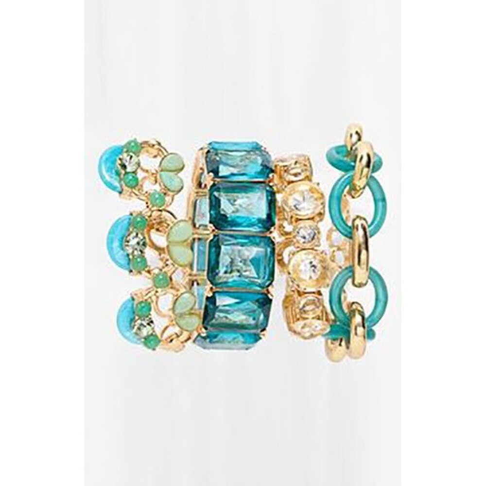 Lee by Lee Angel Womens Signature Mixed Media Link Bracelet NWT 48.00 Green